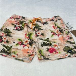 Sperry Cream Board Shorts with Tropical Print MENS SIZE L